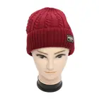 New professional comfortable knitted beanie thick acrylic wine red winter hat