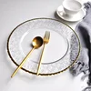 Weddings dessert wholesale clear decorative round under gold glass plates for decoupage