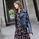 short style pure leather jacket / black biker leather jacket genuine