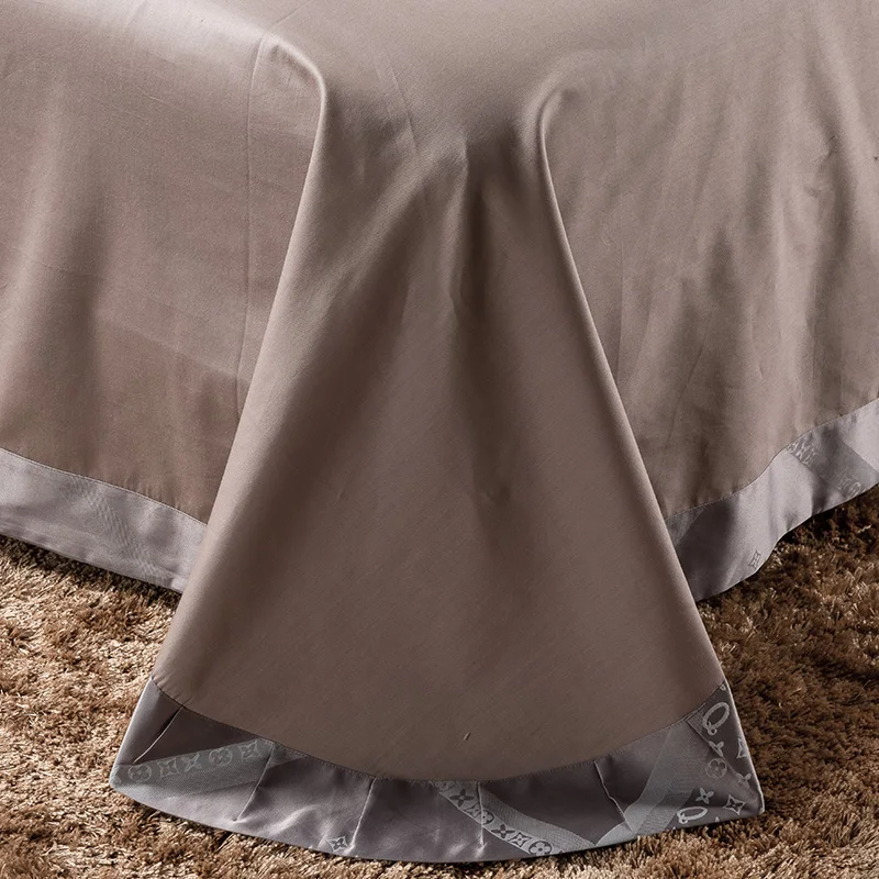 Waliicorners Tribute Silk Jacquard silver gray Luxury Royal Bedding set 4Pcs King Queen size bed sheet set Duvet cover pillow shams 8 WFG_4633