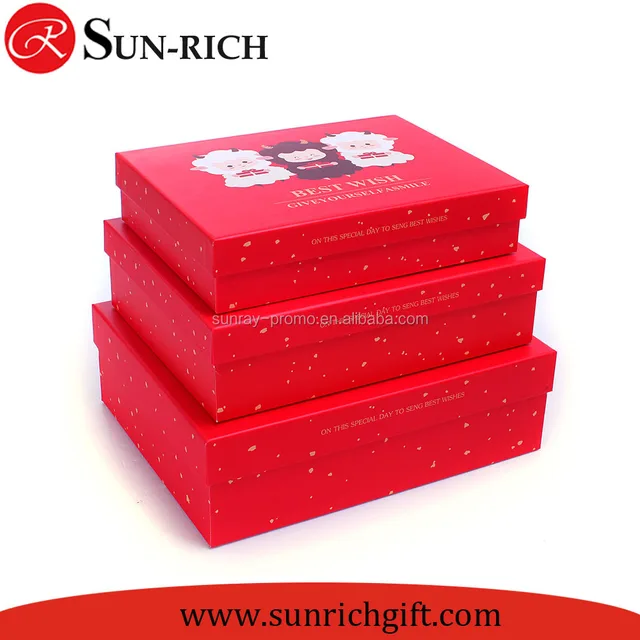 top selling red cartoon printed cardboard box for gift present