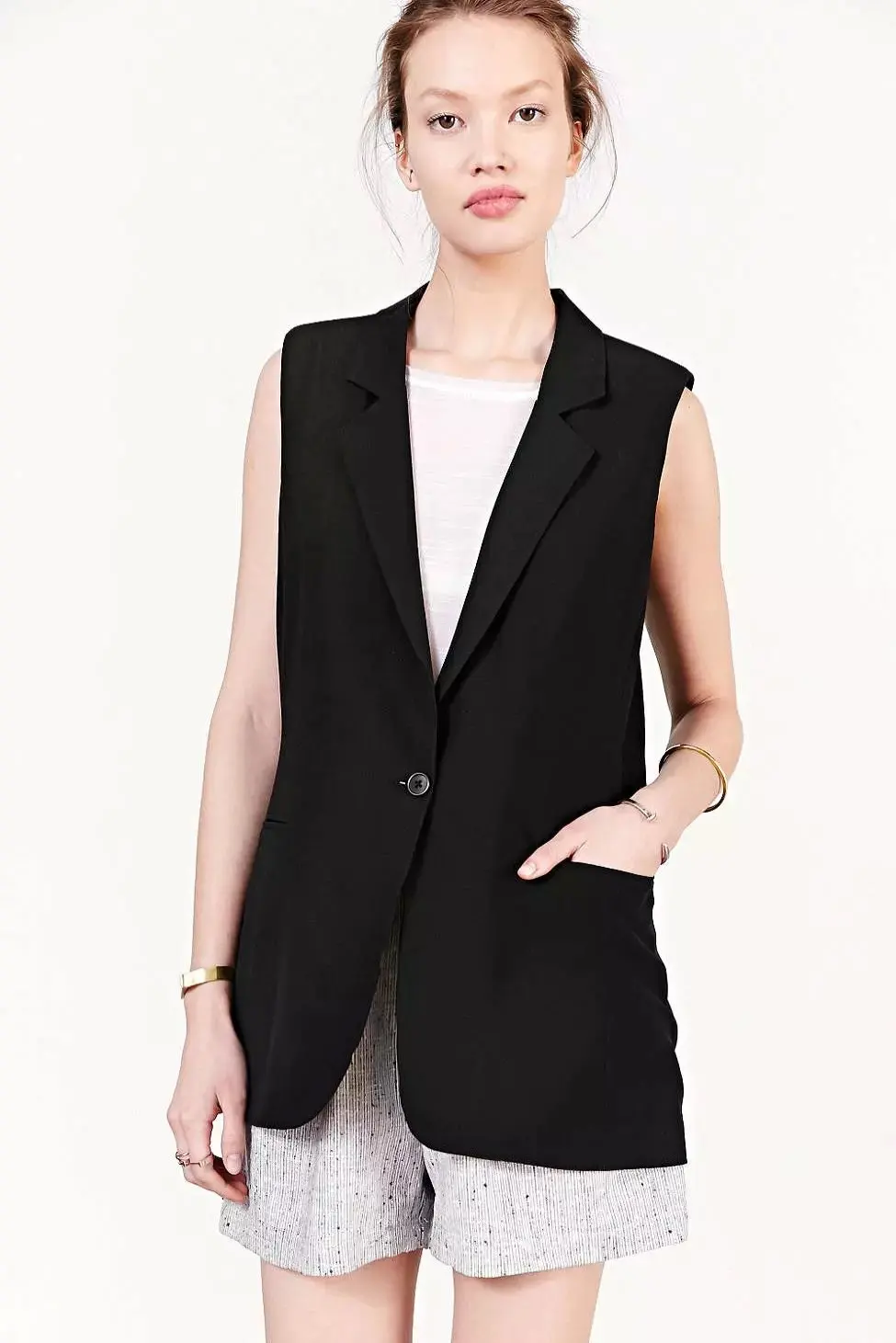 Vests Rushed Sale Vest Female European Grand Prix 2015 Spring And Summer Women's Style Solid Color One Button Vest Long Sections