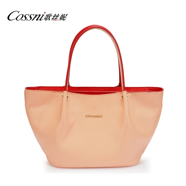 2017 lamb skin trim cowhide leather handbags fashion women bag