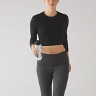 Women loose mesh crop top tight Long Sleeve top for jogging gym yoga running