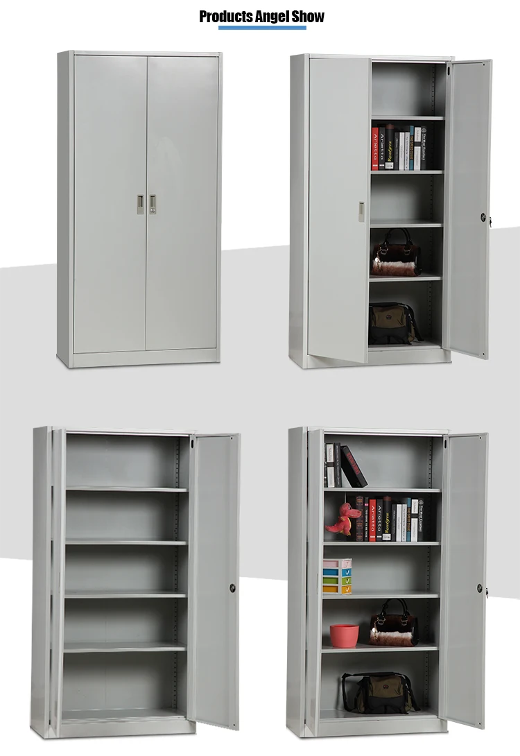 Lichtgrijs draaideur metalen kantoor indienen kast met 4 legborden ...