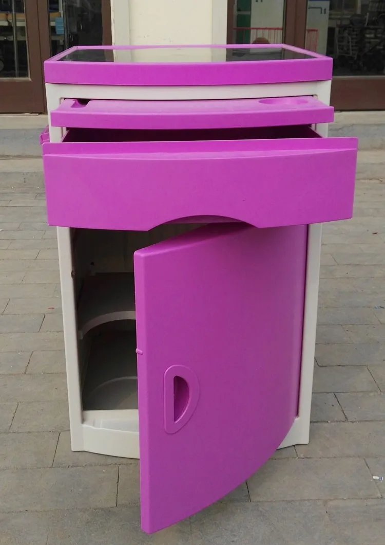 Folding Abs Bedside Table With Removable Stainless Steel Panel Color