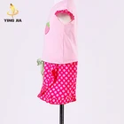 Children Outside Wear Plain Pink Knitting Short sleeve Top Baby Girl Matching Clothing Set