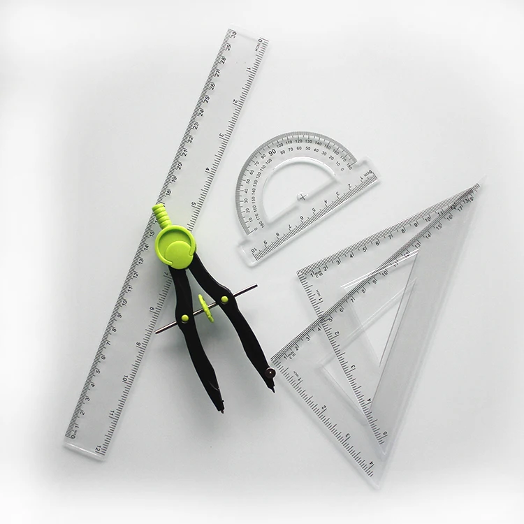 30cm Plastic Geometry Geometric Ruler Set