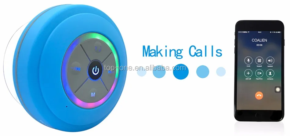 New design LED sucker bluetooth shower speaker, waterproof bluetooth speaker with LED light - ANKUX.COM