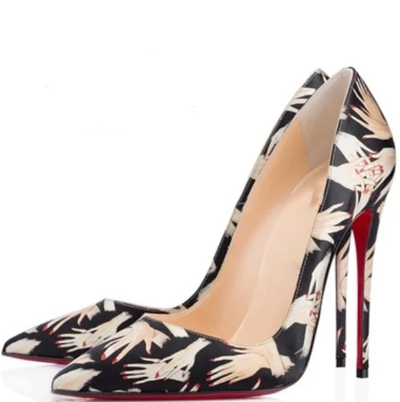 Plus Size 34 - 43 Red Bottom 12 cm thin and high heels shoes woman sexy pionted toe club shoes women pumps fashion wedding shoes