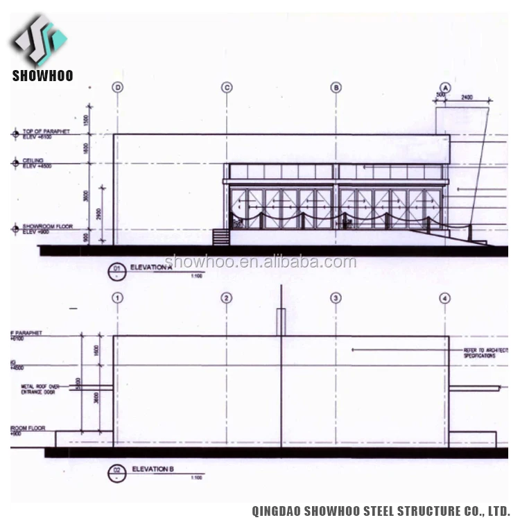 Design Prefabricated Light Weight Steel Structure Glass 4s Car Shop Showroom