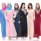 Latest Design Embroidery Abaya Kaftan Women Muslim Dress With Belt