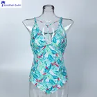 Fashion custom print halter-neck ties custom one piece swimsuit swimwear