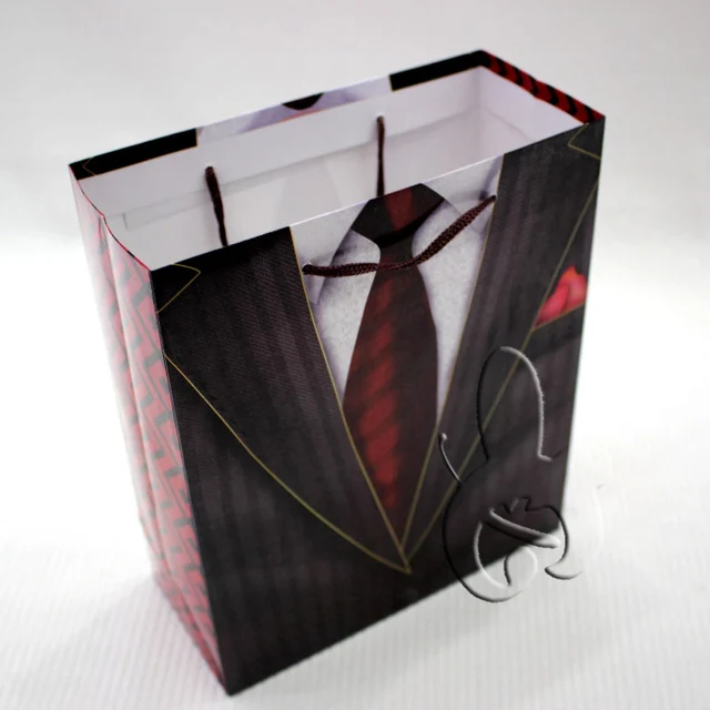 wedding party tuxedo paper gift carry bags for bridegroom