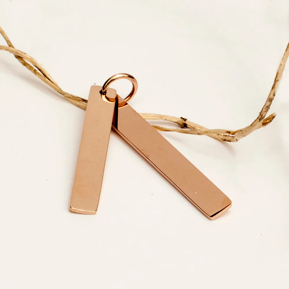 Stainless Steel Rose Gold Simple Long Engravable Tag