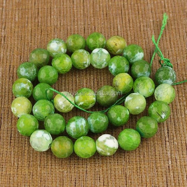 ab0226 green faceted fire agate beads,green jewelry stone beads