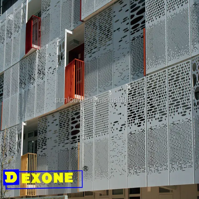 Architectural exterior decorative perforated panel for room divider