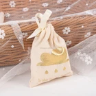 Excellent quality cotton drawstring pouch with gold logo printing