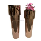 Giant metal stainless steel floor tall vase decorative flower vase