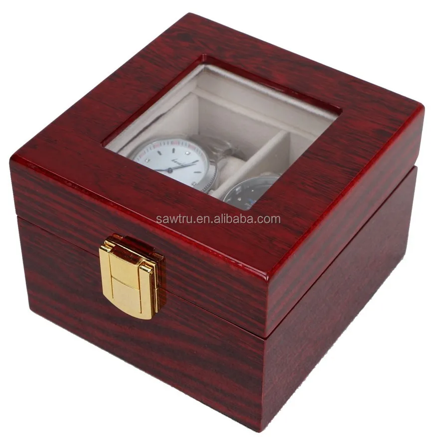 glossy lacquering watch box window wooden boxes for double