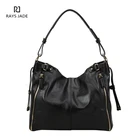 Vintage customized boho style leather black hobo bag