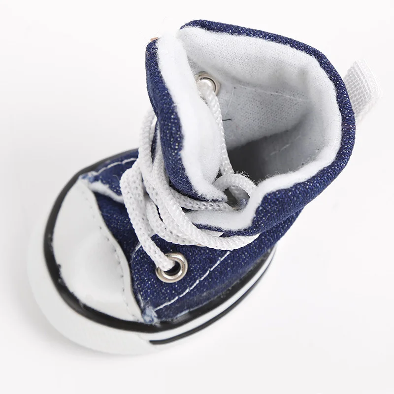 4pcs/lot Pet Dog Cat Footwear Dog Walking Sneaker Jeans Shoes Denim Dog