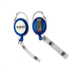 Zinc alloy retractable carabiner badge holder with one logo one back clip