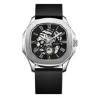 Leather Watch Modern Custom Leather Skeleton Mechanical Automatic Luxury Wrist Mens Watch In Wristwatch