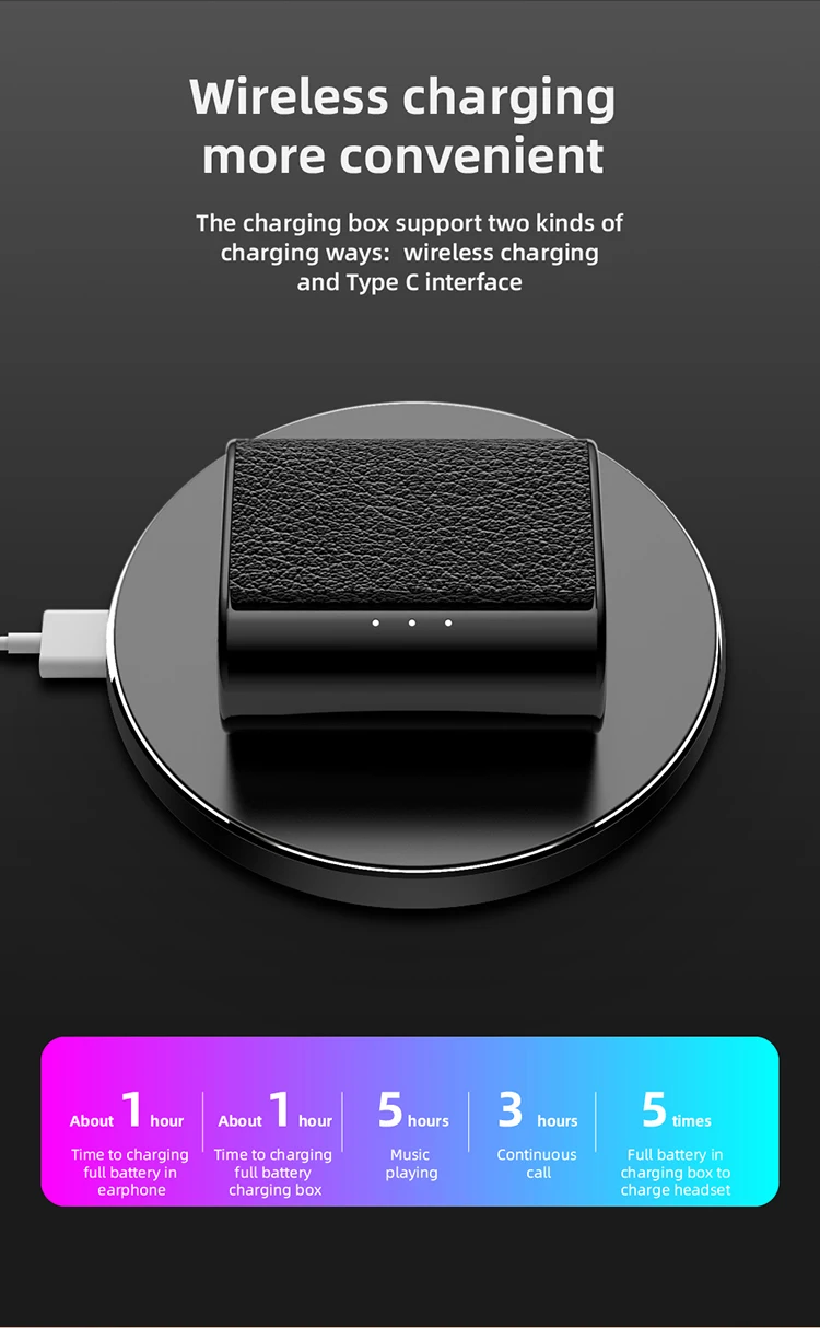 TWS-K2HD Binaural with a leather cover sleeping adapter beatstudio headset headphone tws headphones hands free earphones - ANKUX.COM