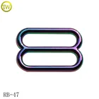 Custom rainbow metal strap square buckle metal ring handbag adjust metal buckle