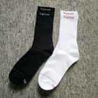Fashion trend supreme letter black and white crew men fancy socks