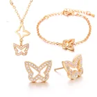 Jewellery Jewelry Hot Sale Classic Zircon Butterfly Three-piece Suit Ladies Butterfly Jewellery Jewelry Set