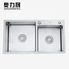 Kitchen Stainless Steel 304 Sink Double Trough Package Pull Faucet Manual Single Trough