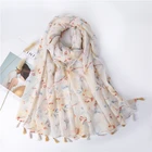 Scarf Long Ex-Factory Price Wholesale Viscose Fringe Scarf Printing Long Women'S Hijab Muslin Scarf