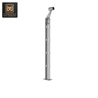 Stainless steel and wooden rustic veranda porch railing posts glass cable railing wood post