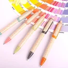 wholesale eco wheat straw click plastic ball point pen custom logo for school office