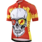 Pro Team Red Spain Cycling Jersey Breathable Retro Skull Maillot Ciclismo Clothing Hombre Bicycle Shirts Bike Wear Camisa