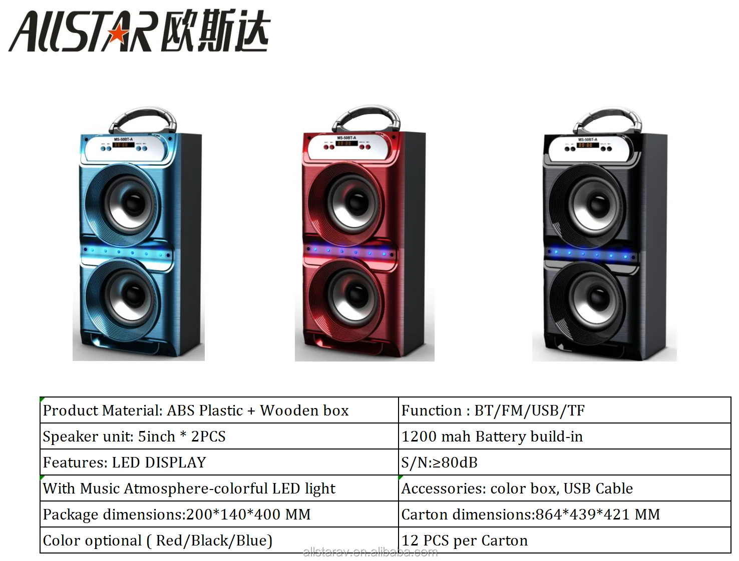 MS SPEAKER, ON SALES MS-50BT-B MP3 PORTABLE BLUETOOTH WOODEN SPEAKER STEREO WITH USB/SD/BT/FM - ANKUX.COM