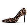 New Sexy Fashion Top Fine Heel Leopard Fine Suede ladies high heel shoes made in china