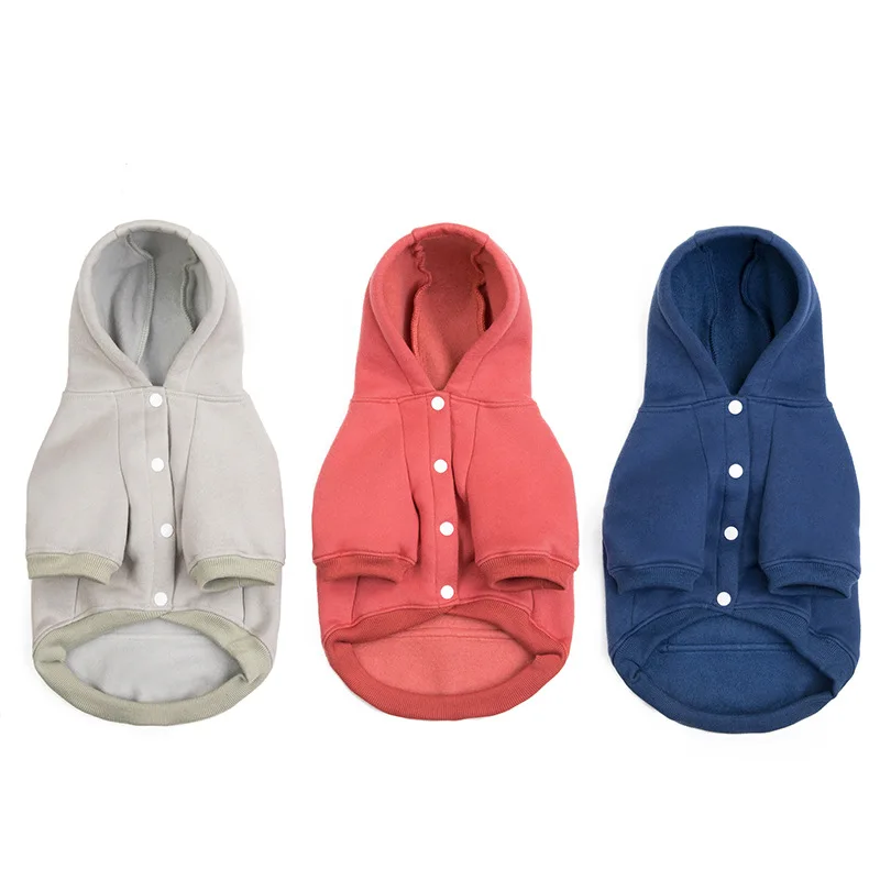 Winter New Pet Supplies Dog Sweater Fleece Cotton Pet Clothes Dog Hoodie Teddy Bulldog Solid Color Casual Dog Coats Wholesale