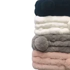 Scarf Muffler Soft Beautiful Scarf Muffler Rex Rabbit Fur Ball Female Women Cute Colorful Scarves
