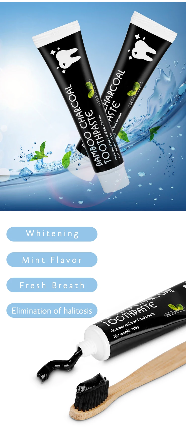 premium activated mint flavor 105g charcoal toothpaste and