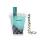 Sanlead custom logo bubble milk tea acrylic glitter keychain with liquid