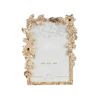 Hign Quality Gold Color Picture Frame Matel Brass Photo Frame with flower frame