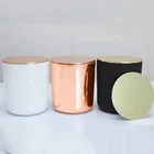 Wedding Decorative 395ml Cylinder Gold Rose Gold Black White Glass Candle Holder Candle Jarwith metal stand