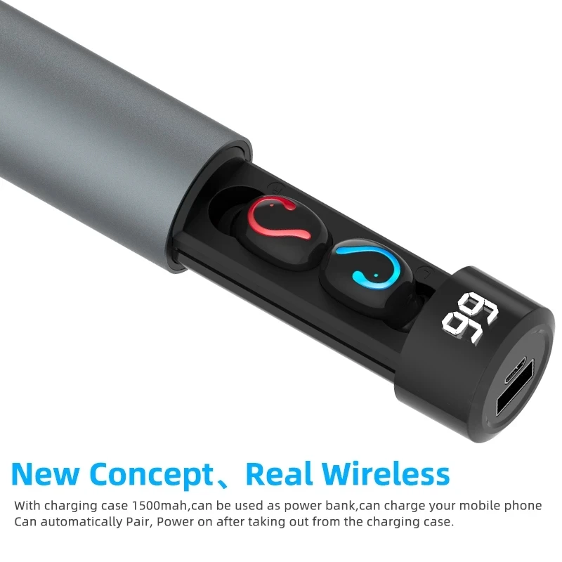 HQB-Q67 TWS Fashion Wireless Earbuds Bluetooth 5.0 3D Stereo Mini Headset Waterproof Sweatproof Hifi In-Ear Earphone 1500 mah - ANKUX.COM