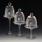 high quality clear crystal glass wedding cake stand with cover