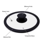 Pot Lid Pots 16cm Flat Silicone Glass Pot Lid Cover For Pans Pots Skillets