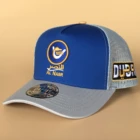 High quality light blue trucker hat supplier with 5 panel style grey visor trucker hat