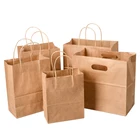 Wholesale Recycled Custom Printed bread Packaging Brown Kraft Paper Bag With Handles